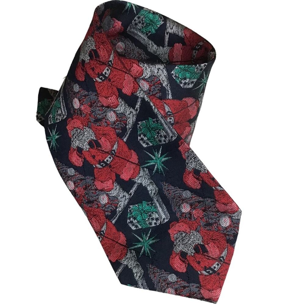 Vintage mens tie santa on skis christmas 60's
